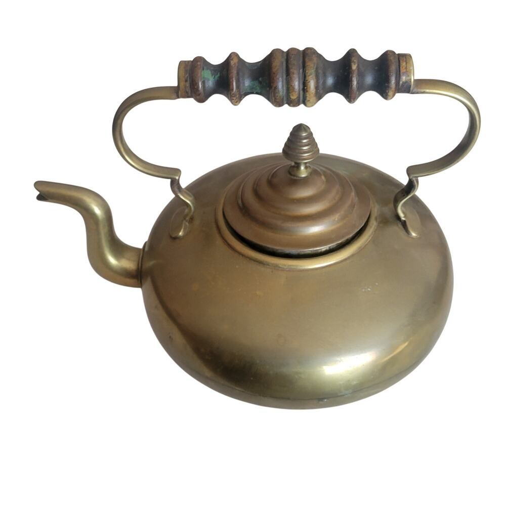 Antique Vintage Victorian-era brass teapot toddy kettle with 4 feet Late 1800s